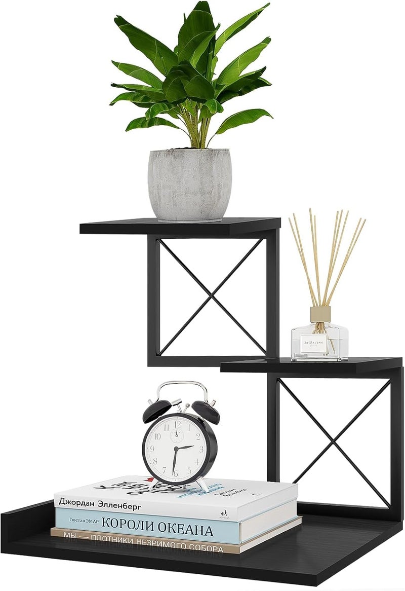 ELITEROO Wood Desktop Shelf, 3 Tier Desk Shelves Small Bookshelf Organizer, Office Storage Rack and Cubicle Organizers Accessories for Dorm Office Home Decor, Black - Image 1